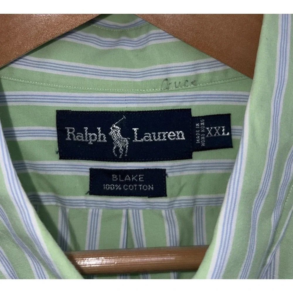 Polo Ralph Lauren Blake Mens 2XL XXL Long Sleeve Striped Button Down 100% Cotton